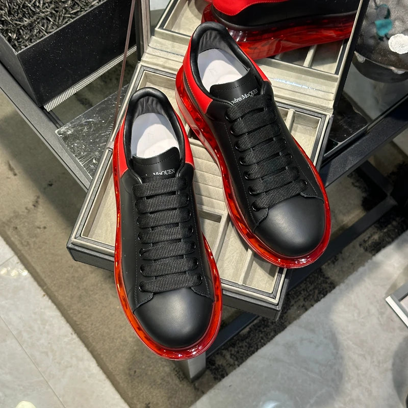 Footmaxldn Handcrafted Leather Platform Sneakers Casual Trainers - footmaxldn