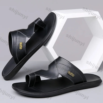 Men Sandals 2025 Summer New Non Slip Breathable Lightweight Soft Sole Beach Shoes Comfortable Fashion Clip Toe Slip on Slippers - footmaxldn