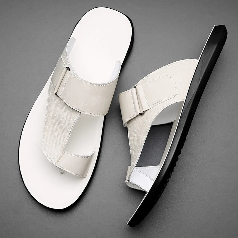 Men's Summer T-Strap Sandals | Breathable Flat Beach Shoes – Footmaxldn