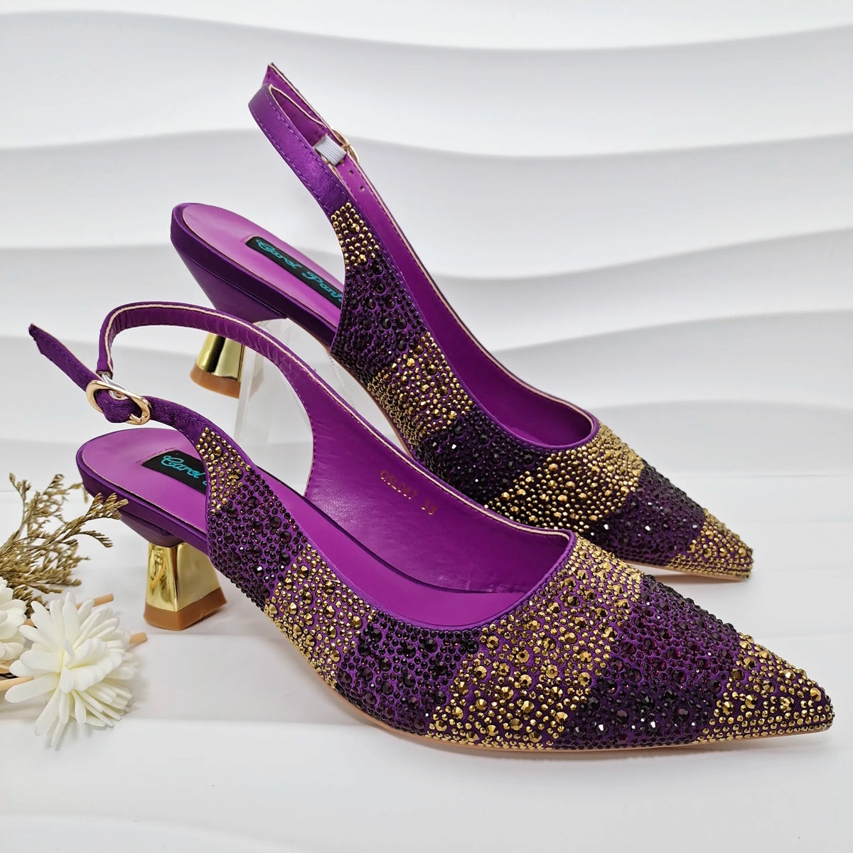 Footmaxldn Crystal Slingback Heels & Matching Clutch