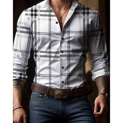 Men’s Striped V-Neck Button-Front Shirt