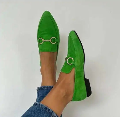 Women's Suede Horsebit Loafers – Pointed Toe Slip-On Flats