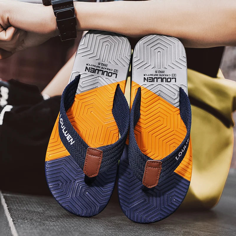 FootMax Men's Summer Beach Flip Flops - Breathable Casual Sandals Size 39-44 - footmaxldn