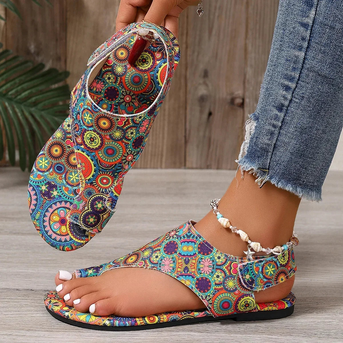 2025 Women Flat Sandals Comfortable Flats Sandals Printed Bohemia Roman Style Shoes for Women Fashion Shoes Sandalias De Mujer - footmaxldn