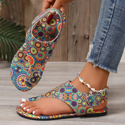 2025 Women Flat Sandals Comfortable Flats Sandals Printed Bohemia Roman Style Shoes for Women Fashion Shoes Sandalias De Mujer - footmaxldn