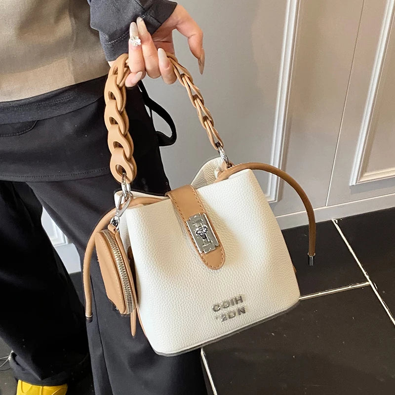 Footmax Lock Bucket Bag - Women's Crossbody Shoulder Bag 2025