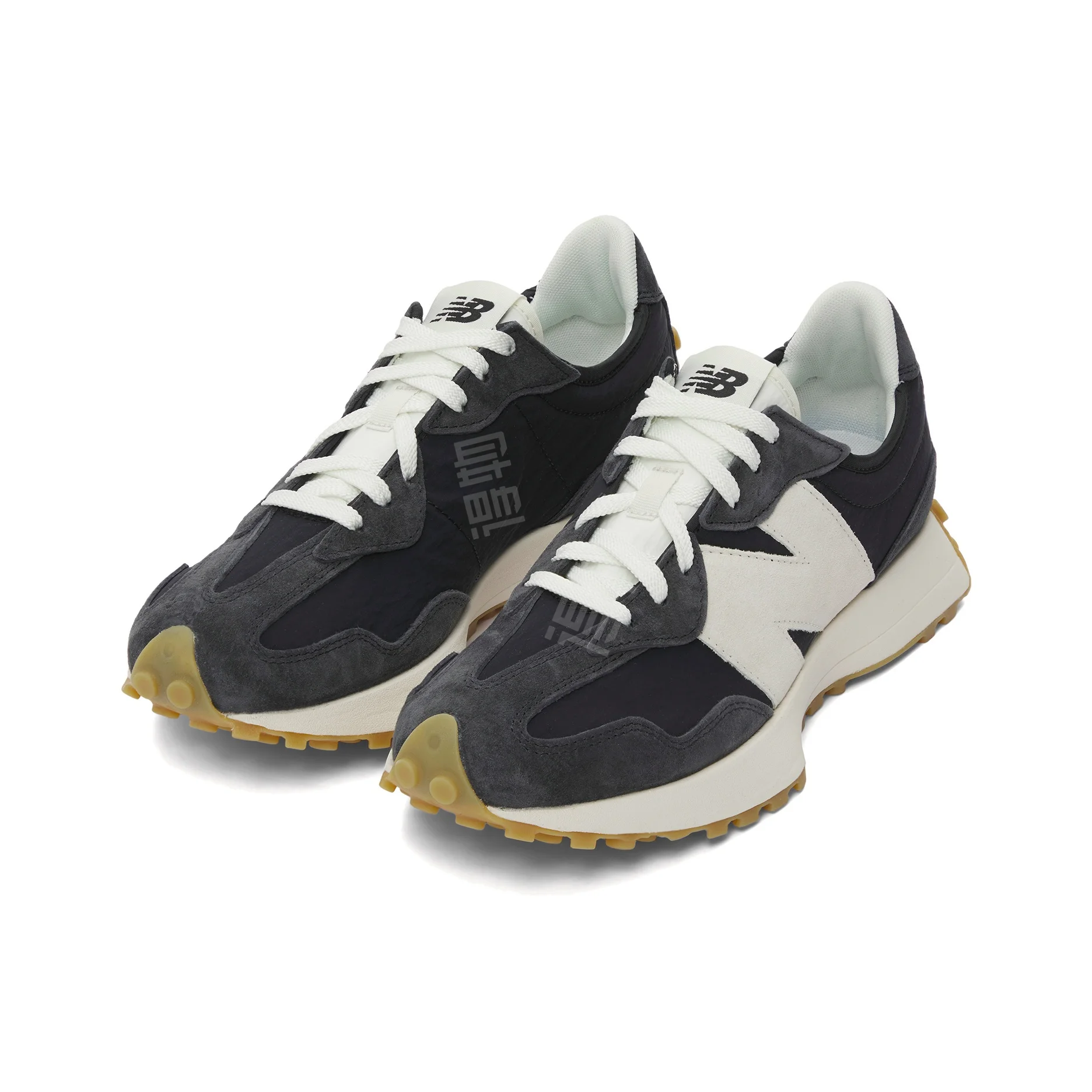 New Balance 327 Retro Running Shoes - Black & Blue Low-Cut Sneakers | Footmax - footmaxldn