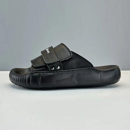 2024 Summer New Arrival Trend Lightweight Casual Genuine Leather Slippers Non-slip Outdoor Amy Green Cool Men Slippers - footmaxldn