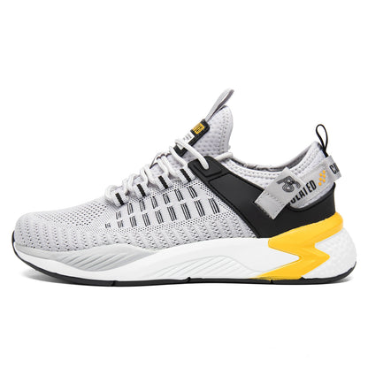 Baasploa Men Running Sneakers Leather Mesh Breathable Classic Sport Sneakers Male Comfortable Non-slip Waterproof Casual Shoes - footmaxldn