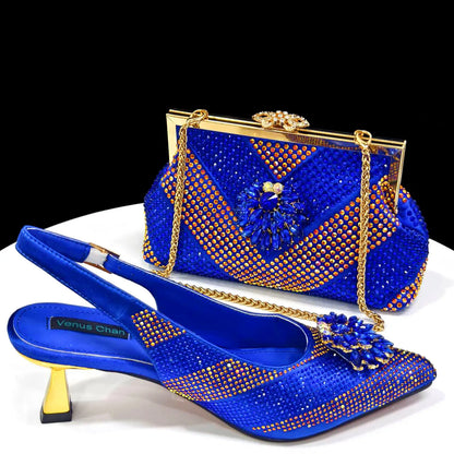 Footmax Women's Rhinestone High Heel Shoe & Bag Set - Italian Designer Pointed Toe Pumps 2025 - footmaxldn