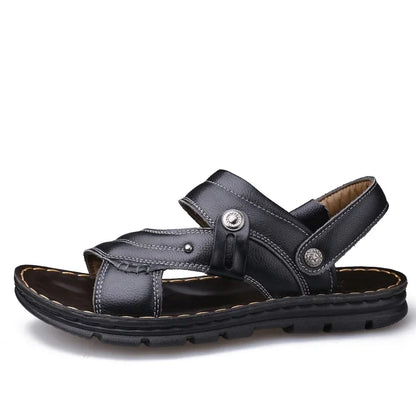 Mens Slippers Genuine Leather Casual - FOOTMAX