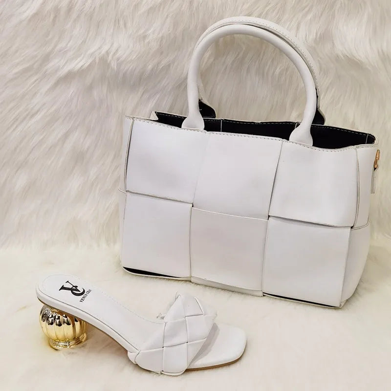 2022 Italian latest design black and white colorblock snake pattern platform women's high heels matching handbags for sale - footmaxldn