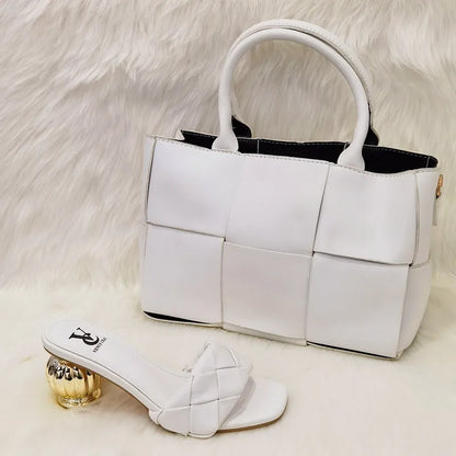 2022 Italian latest design black and white colorblock snake pattern platform women's high heels matching handbags for sale - footmaxldn