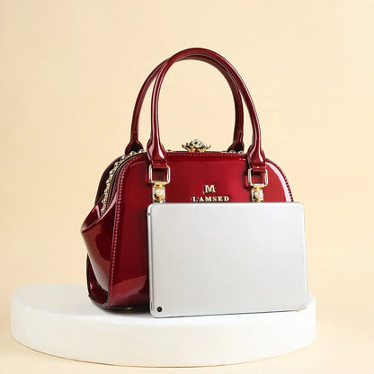 Footmax Diamond Pattern Leather Handbag - Women's Crossbody Shoulder Bag