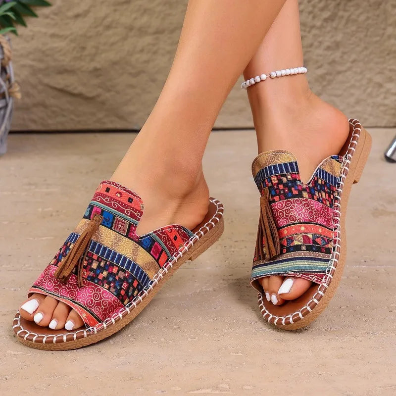 Women Slippers Summer Casual Beach Holiday Slippers New Fashion Fringe Outdoor Flat Shoes Open Toe Sandals for Women - footmaxldn