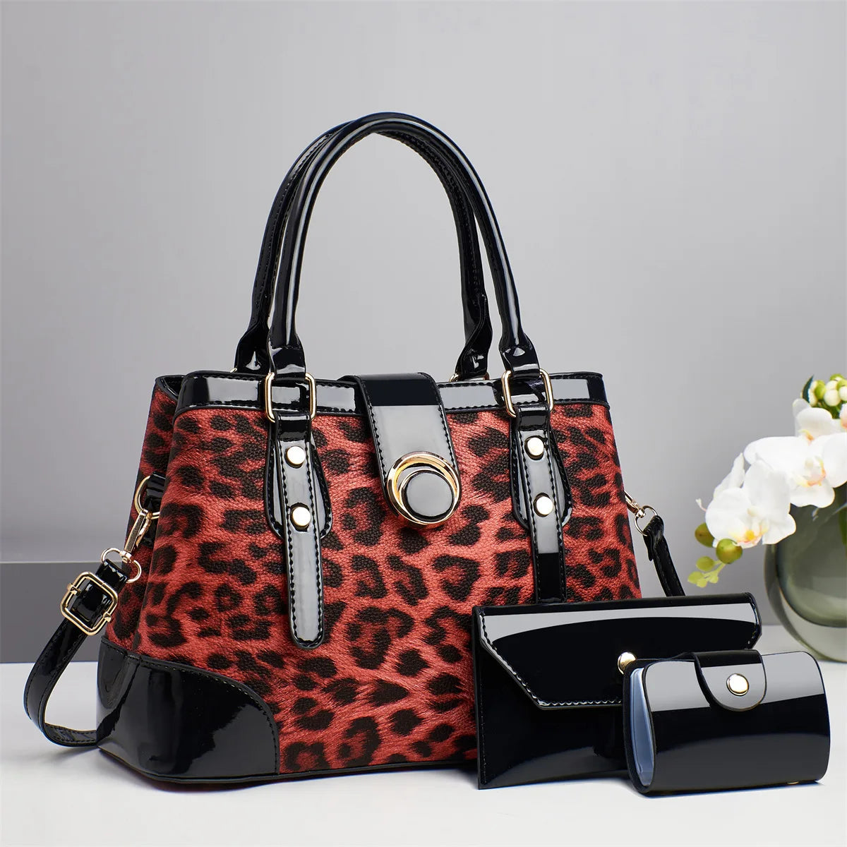 2025 New 3Piece Set Leopard Print Woman Shoulder Bag Large Capacity Handbag for Women Crossbody Bag Ladies Messenger Tote Bag - footmaxldn