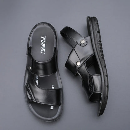 Men's Genuine Leather Sandals – Open Toe Slip-On | Footmaxldn