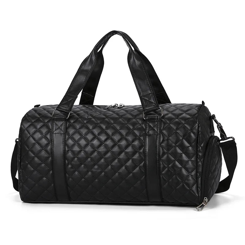 Footmax Women's PU Leather Gym Duffle Bag - Travel Tote with Shoe Compartment 20-35L - footmaxldn