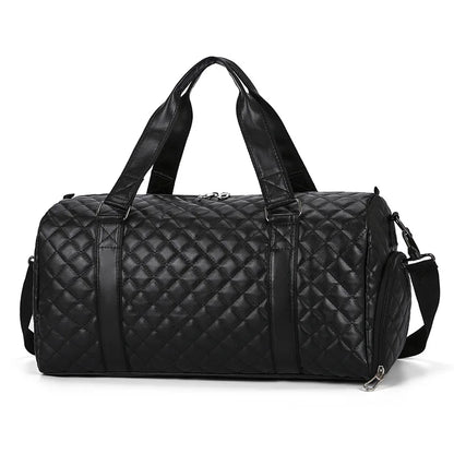 Footmax Women's PU Leather Gym Duffle Bag - Travel Tote with Shoe Compartment 20-35L - footmaxldn