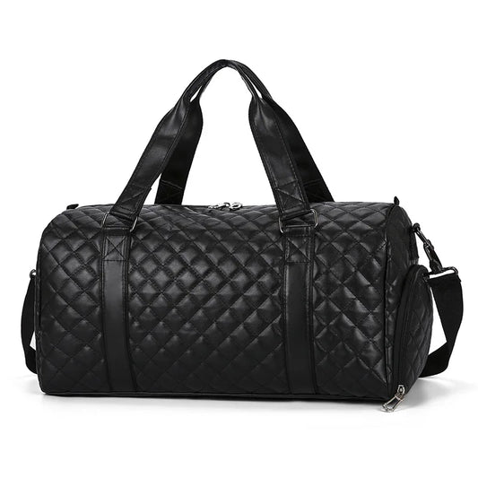 Footmax Women's PU Leather Gym Duffle Bag - Travel Tote with Shoe Compartment 20-35L - footmaxldn