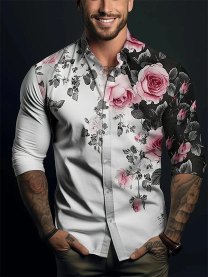 Footmaxldn Men's Printed Long-Sleeve Shirt