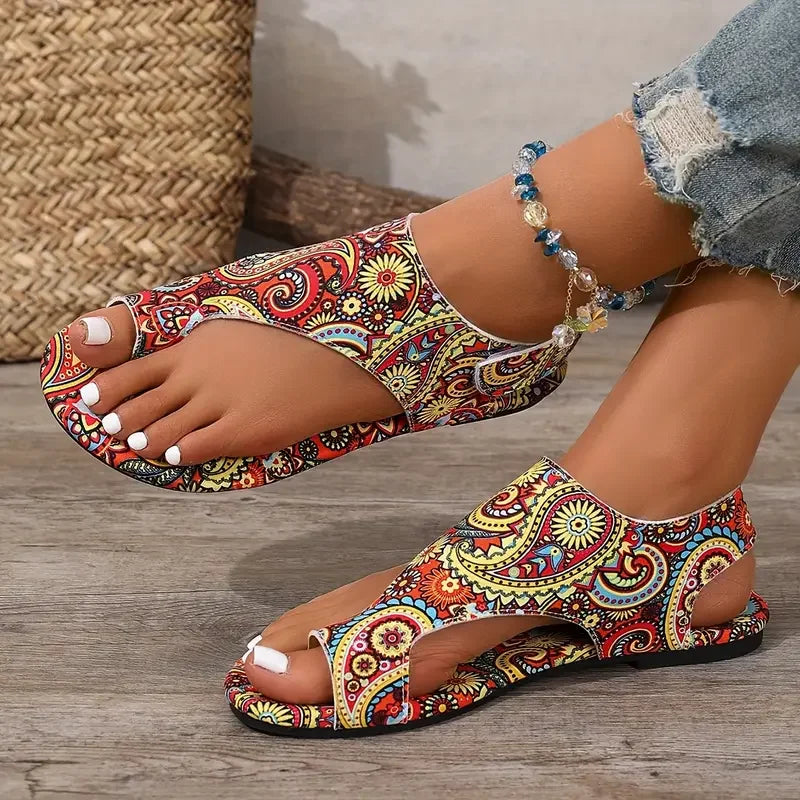 2025 Women Flat Sandals Comfortable Flats Sandals Printed Bohemia Roman Style Shoes for Women Fashion Shoes Sandalias De Mujer - footmaxldn