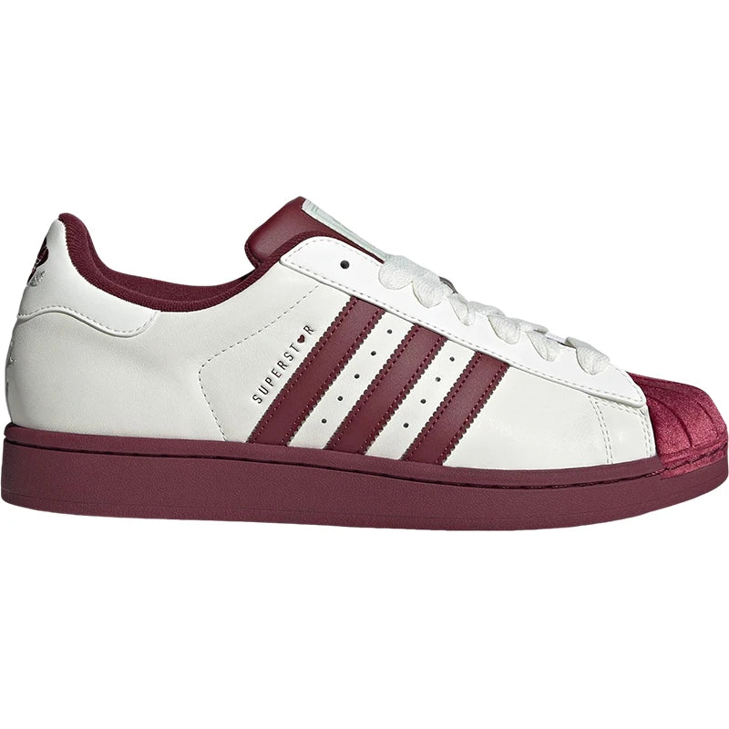 Adidas Superstar Unisex Sneakers – White & Burgundy Shell Toe | Footmaxldn