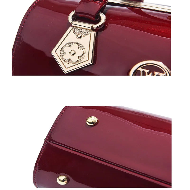 Women's Glossy Top Handle Handbag | Footmaxldn - footmaxldn