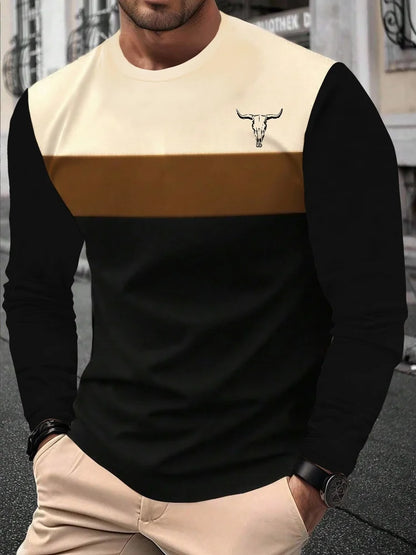 Men's Printed Long-Sleeve Crew Neck Top