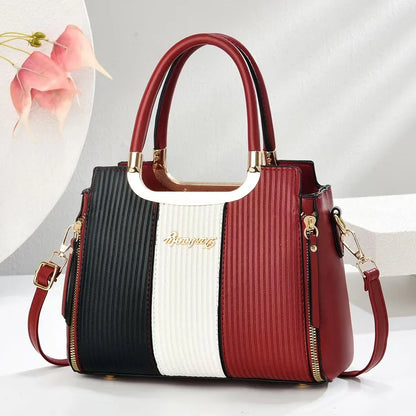 Footmax Vintage PU Leather Handbag - Large Capacity Women's Crossbody Shoulder Bag