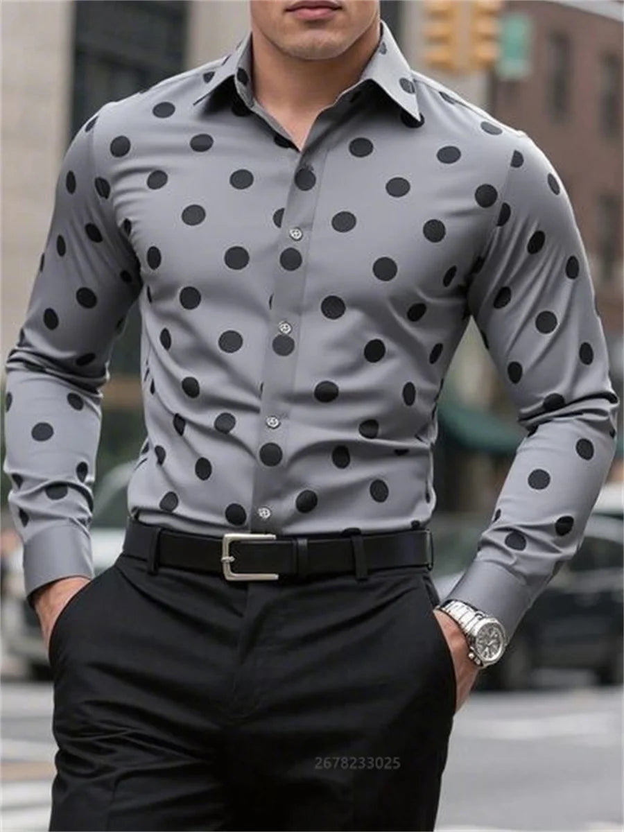 Men’s Spotted Long-Sleeve Shirt | Footmaxldn