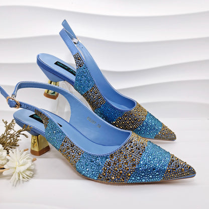 Footmaxldn Crystal Slingback Heels & Matching Clutch