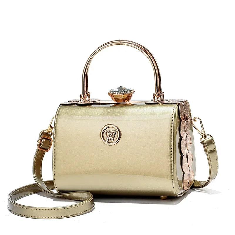 Footmax Designer Leather Handbag - Women's Small Square Shoulder Bag