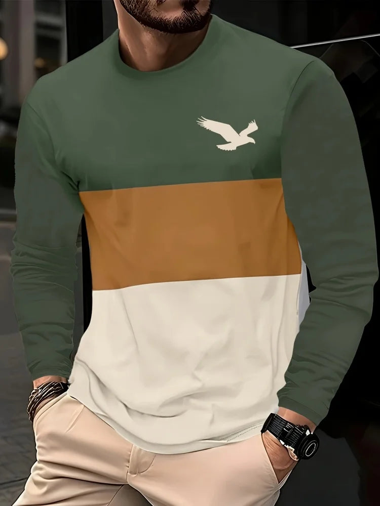 Men's Printed Long-Sleeve Crew Neck Top