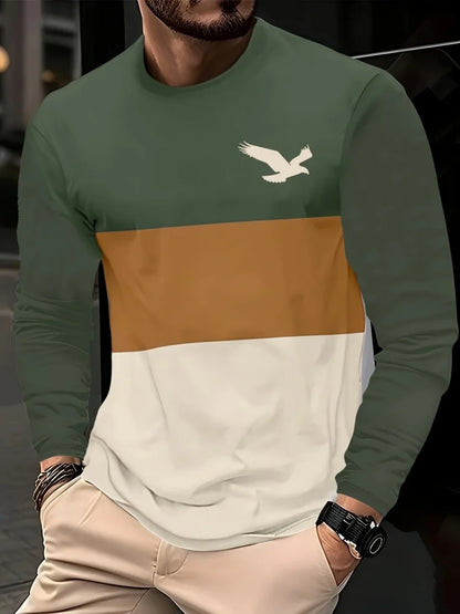 Men's Printed Long-Sleeve Crew Neck Top