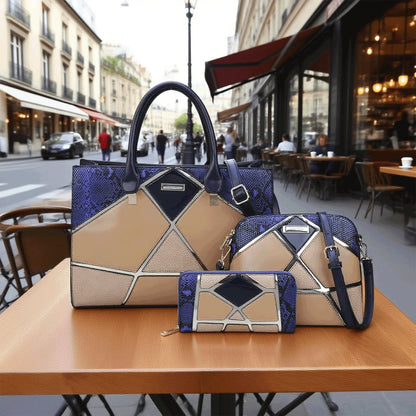 Footmax Multicolor Patchwork Snakeskin Tote Bag - Large Capacity Fashion Handbag for Women - footmaxldn