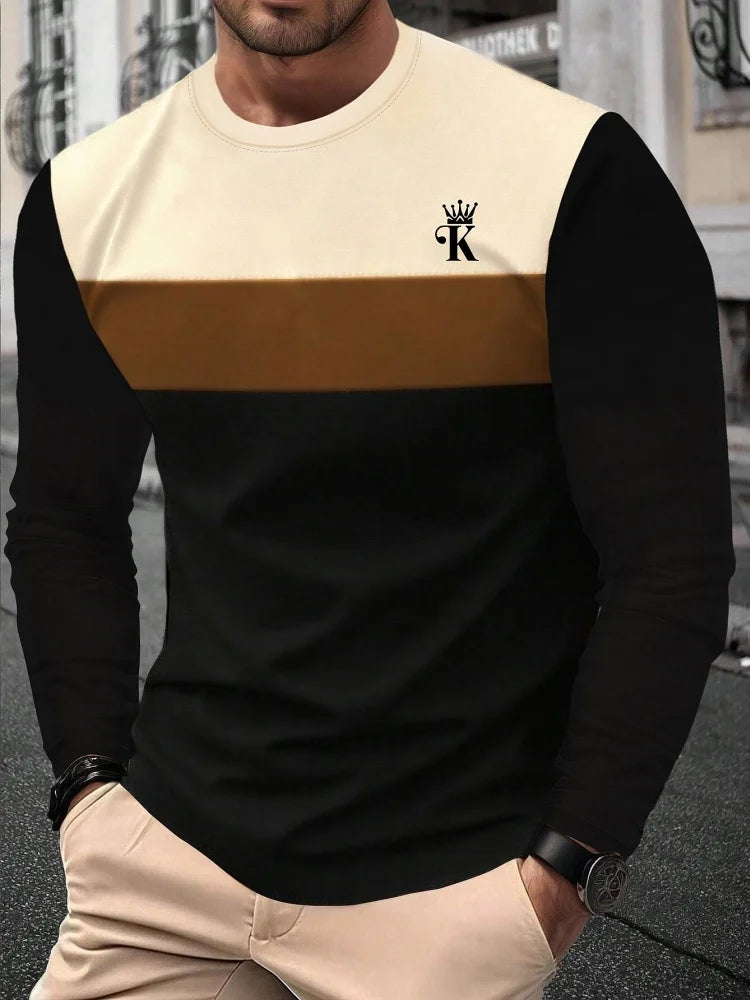 Men's Printed Long-Sleeve Crew Neck Top