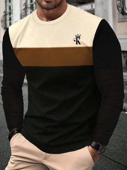 Men's Printed Long-Sleeve Crew Neck Top