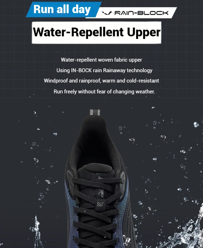 361 Degrees Rainblock Men Running Shoes New Mesh Lightweight Water Repellent Shock-Absorbing Jogging Male Sneakers 672432216 - footmaxldn