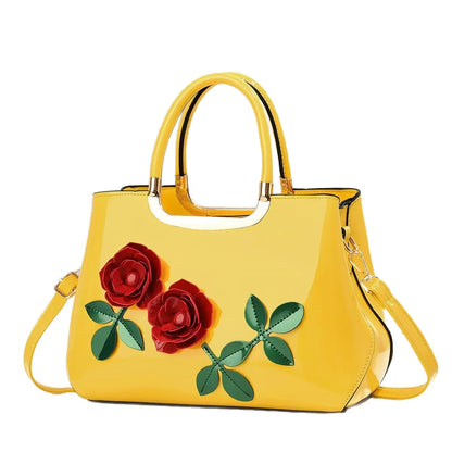 Footmax Floral PU Leather Handbag - Elegant Women's Shoulder Bag 2025