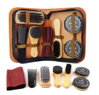 Footmax Leather Shoe Polish & Brush Cleaning Kit - Professional Care Set