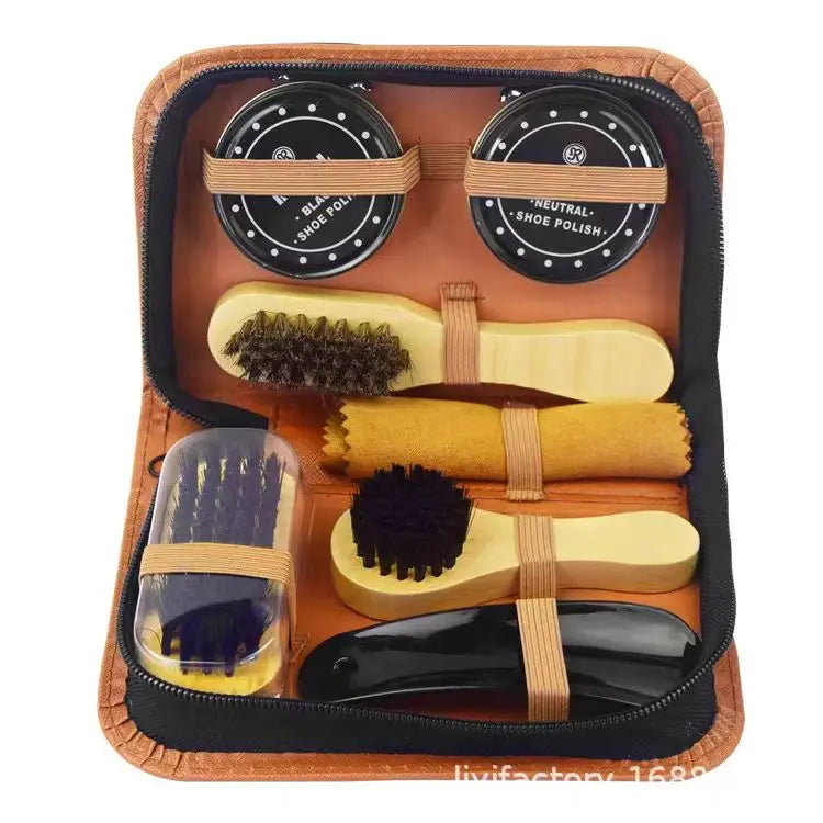 Footmax Professional Shoe Care Kit - Complete Cleaning & Polishing Set with Shoehorn