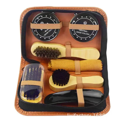 Footmax Professional Shoe Care Kit - Complete Cleaning & Polishing Set with Shoehorn