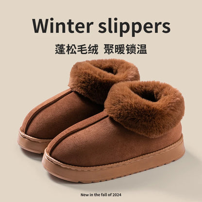 Womens Slippers Boots Fluffy Plush - FOOTMAX