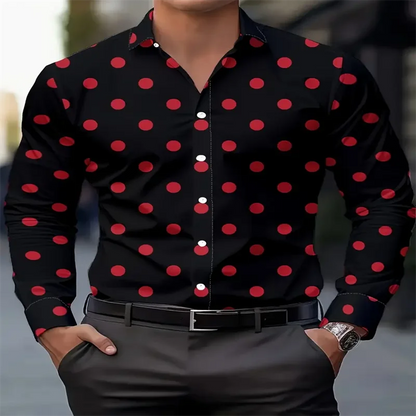 Men’s Polka Dot Long Sleeve Shirt | Footmaxldn