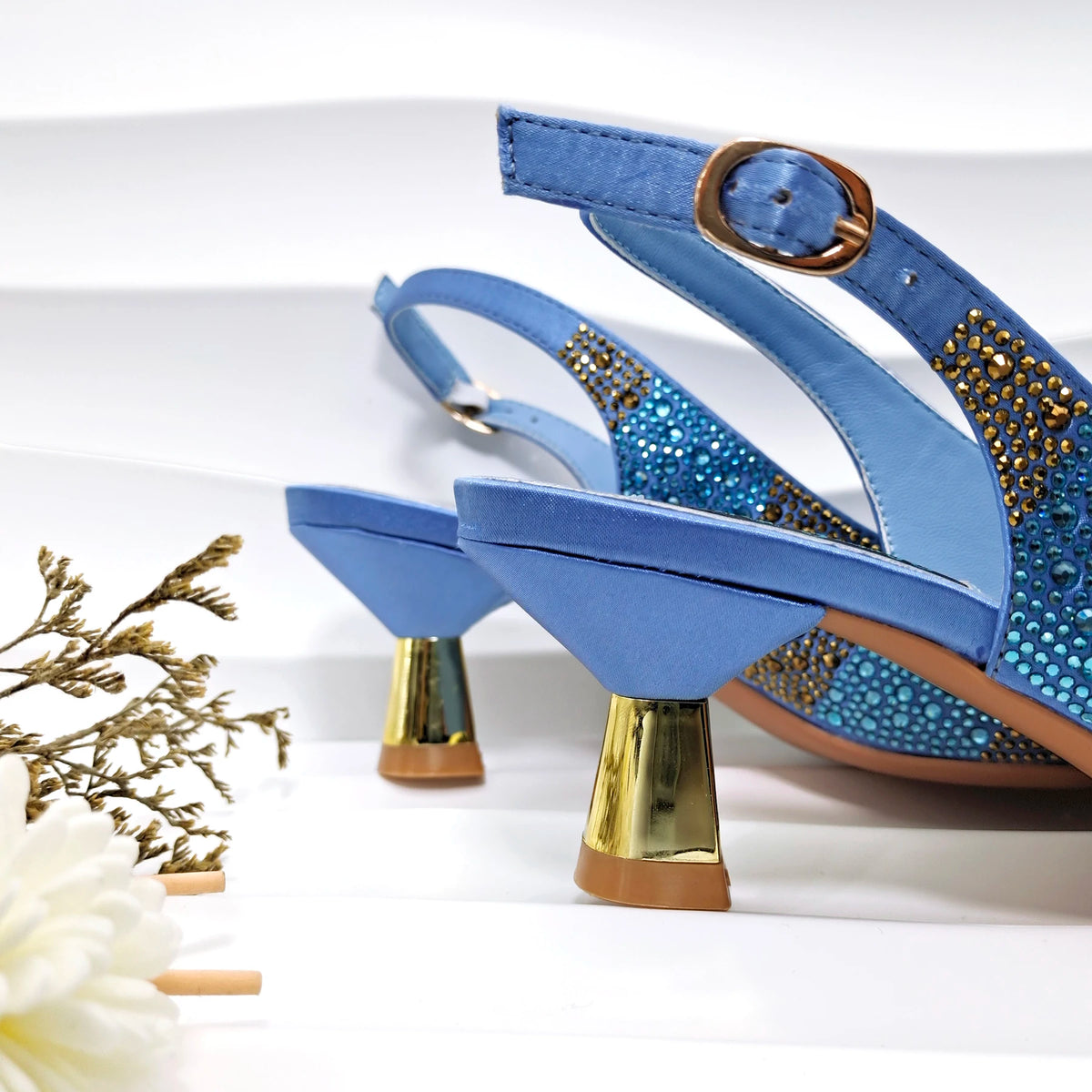 Footmaxldn Crystal Slingback Heels & Matching Clutch