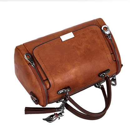 Women's Leather Tassel Boston Bag | Footmaxldn - footmaxldn