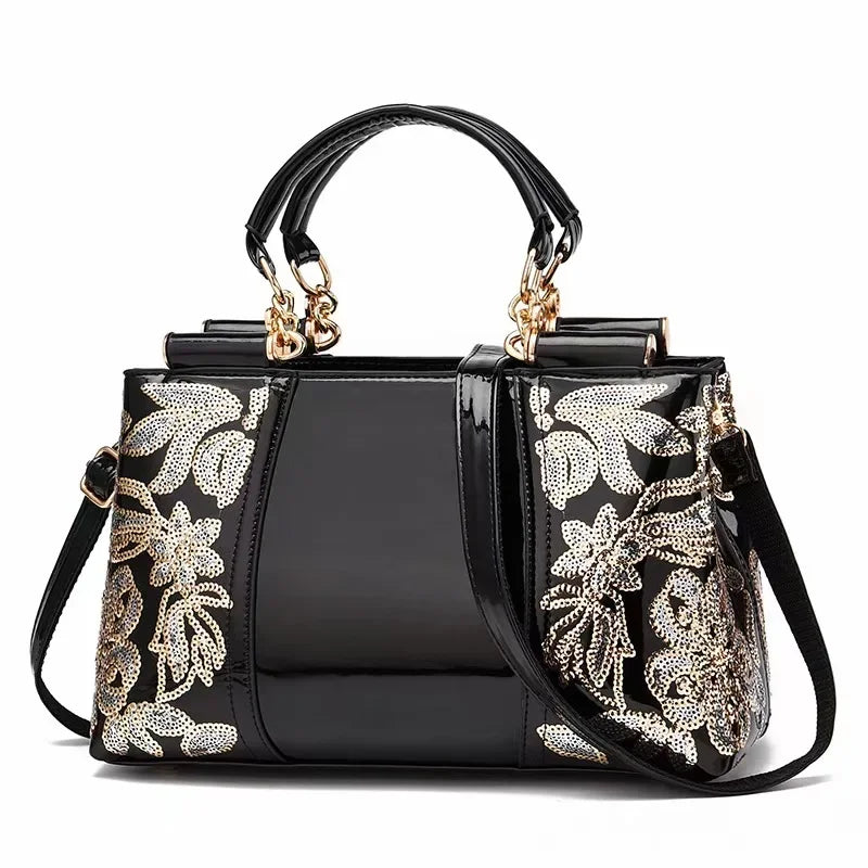 Footmax Vintage Gold Embossed Tote Bag - Large Capacity Women's Handbag