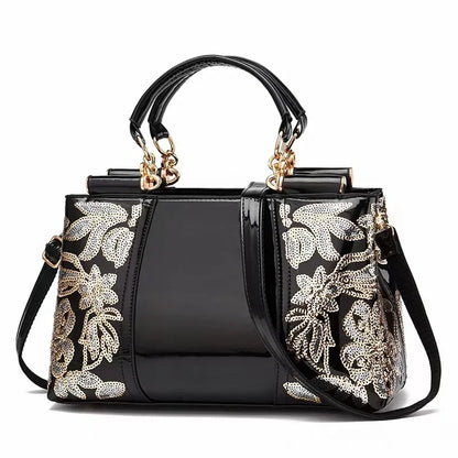 Footmax Vintage Gold Embossed Tote Bag - Large Capacity Women's Handbag