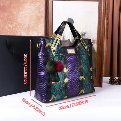 Snake Pattern Leather Handbag - Elegant Shoulder Bag for Women | footmaxldn - footmaxldn
